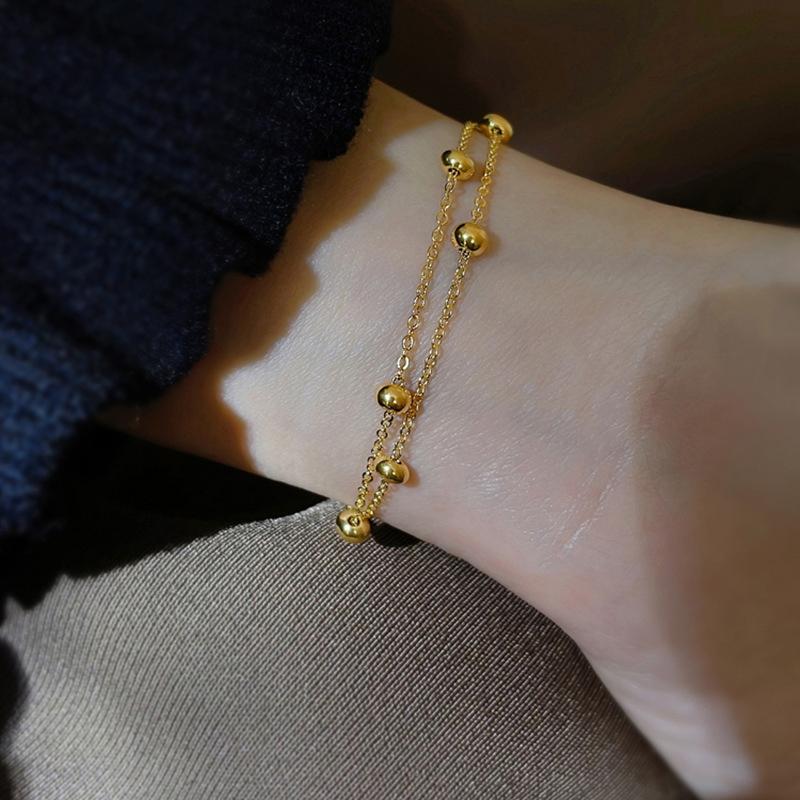 [HS]1Pc Titanium Steel Simple Ball Bracelet Women Colorfast Anti-fade Wristband Daily Wear Birthday Gift Fashion Fine Jewelry