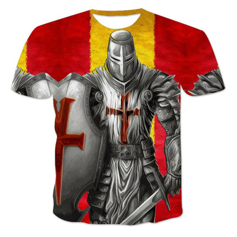 Summer Universe Sports 3D Printing Knight Templar Fashion Casual T-shirt Men's Women's Hip Hop Harajuku Casual Tops