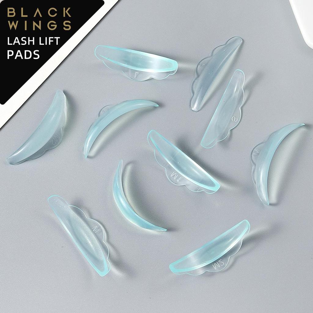 BLACKWINGS 5 Pairs Eyelash Perm Silicone Pads, Curling Pads for Lash Lift, with Size Guide Chart, Hypoallergenic Reusable Accessories