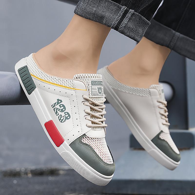 Мужская спортивная обувь, летние мюли с открытой спиной, повседневные тапочки, кроссовки больших размеров для студентов, сандалии больших размеров