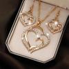 1 Pair Of Earrings + 1 Necklace French Romantic Style Jewelry Set Sparkling Heart Design Silvery Or Golden Make Your Call Gift For Her