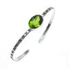 Peridot Gemstone 925 Sterling Silver Cuff Bangle Adjustable