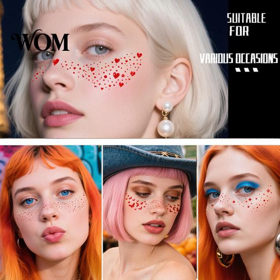 Temporary Festive Tattoos Tattoo Sticker, Red Freckles Face Tattoo, Waterproof Non-irritating for Kids Adults Party Makeup Removable Stickers