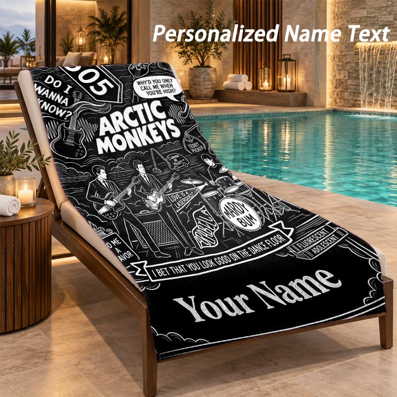 Arctic Monkeys Custom Name Beach Towel Large Soft Towel for Indoor Bathroom Outdoor Beach