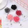 Retractable ID Name Card Anti-Lost Clip Lanyards Badges Holder Badge Reel Key Ring Rose Shape