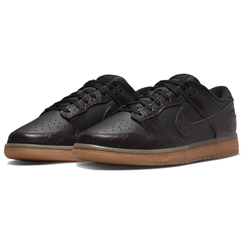 Nike Dunk Low SE Chocolate Croc Мужские кроссовки черные бархатно-коричневые коричнево-базальтовые DV1024-010