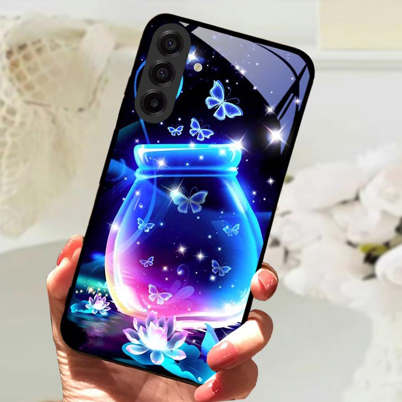 Чехол для Samsung Galaxy S25FE Модный Чехол-бампер с изображением Льва и Цветов из Закаленного Стекла Ударопрочный Защита Камеры для Galaxy S25 S 25 FE