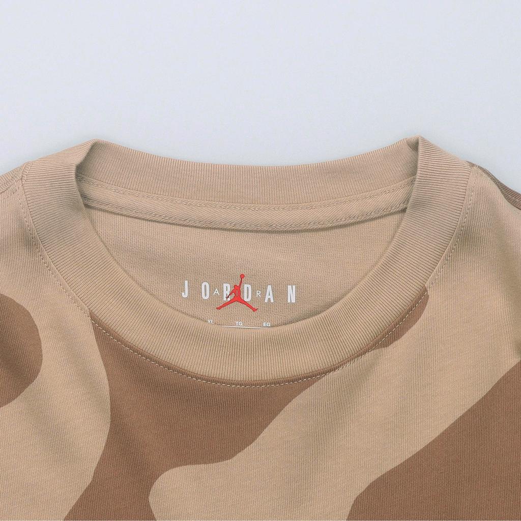 Jordan Футболка с круглым вырезом Air Wordmark 85 Camo, мужские топы, нежно-желтый, темно-коричневый HF0259223
