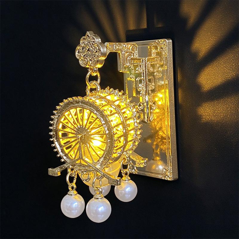 Light Up Lantern Fridge Magnet with Tassel Pendant Chinese Style Cute Kitchen Ornament for Friends Souvenir Holiday Gift