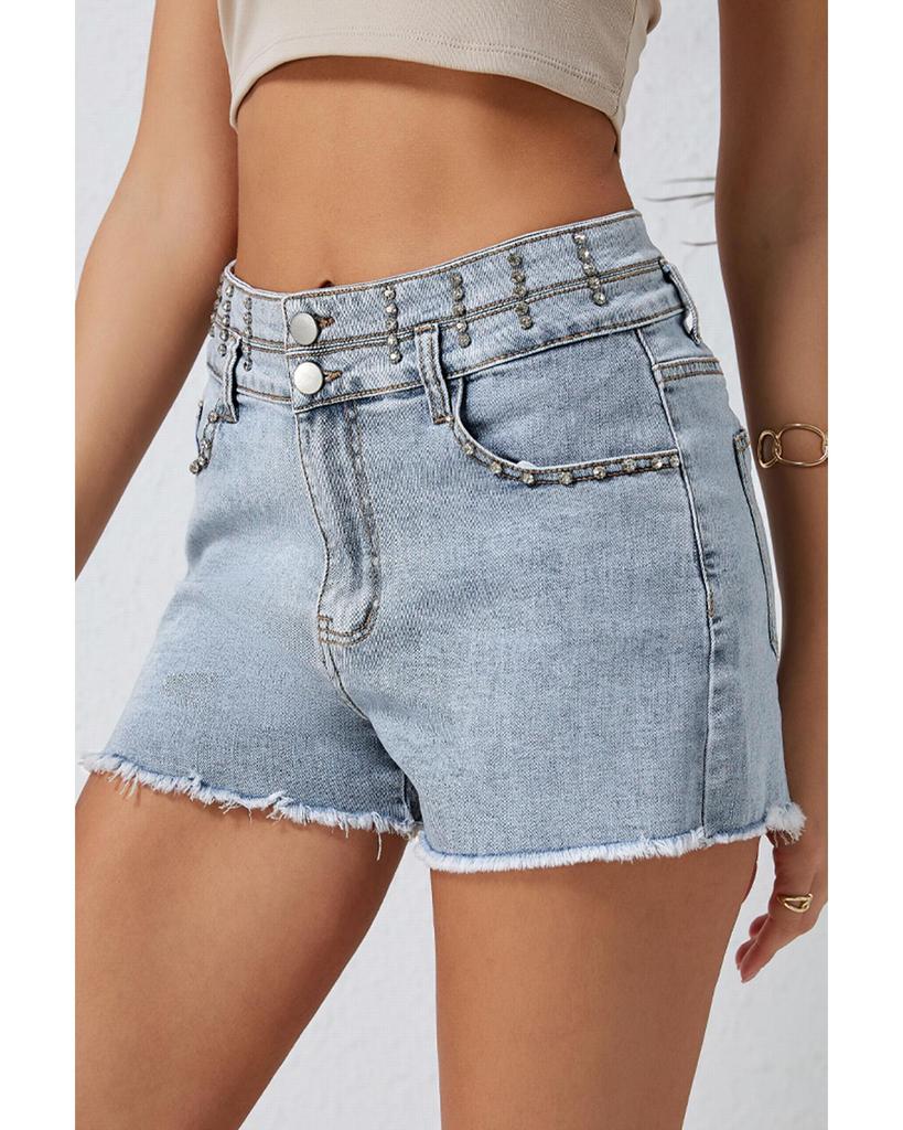 Azura Exchange Винтажные джинсовые шорты с эффектом потертости и бриллиантовыми заклепками