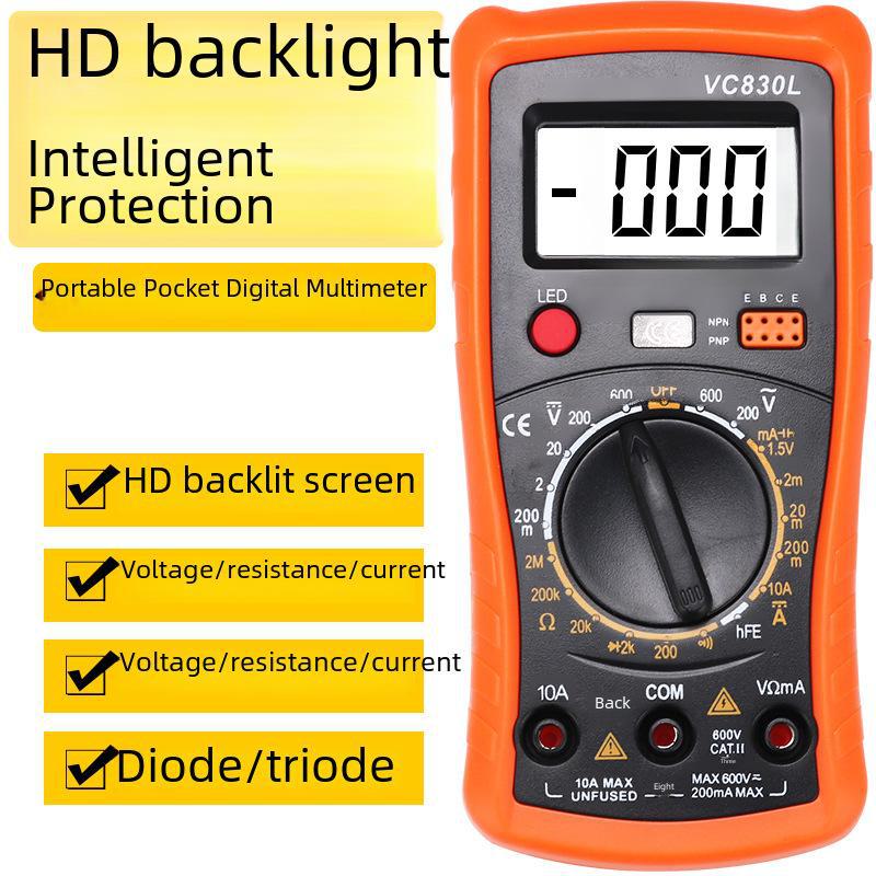 Compact A830L Digital Multimeter: High-Precision, Portable, Backlit Electromechanical Multifunction Meter