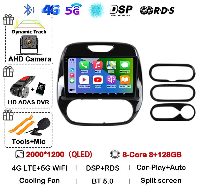 Android 14 Carplay Auto для Renault Captur CLIO Samsung QM3 2011-2018 Автомобильный радиоприемник Стерео GPS Мультимедиа Видеоплеер 360 Камера 4G