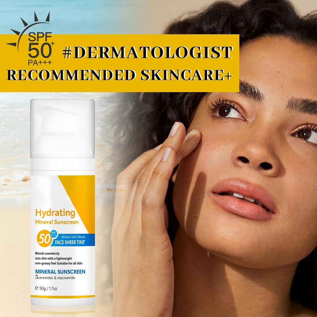 Unscented Facial Sunscreen Quickdrying And Transparent No Residue Longlasting Moisturizing Protective Nonirritating Nonclogging Pores50ML