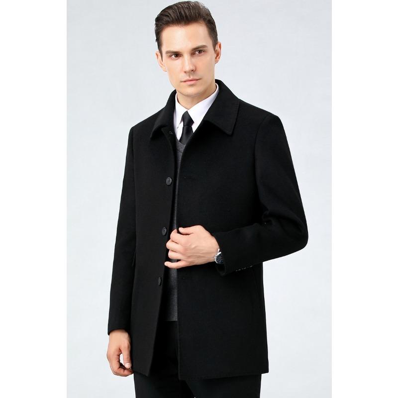 Двустороннее кашемировое пальто мужское средней длины зимнее пуховое теплое шерстяное пальто для людей среднего возраста