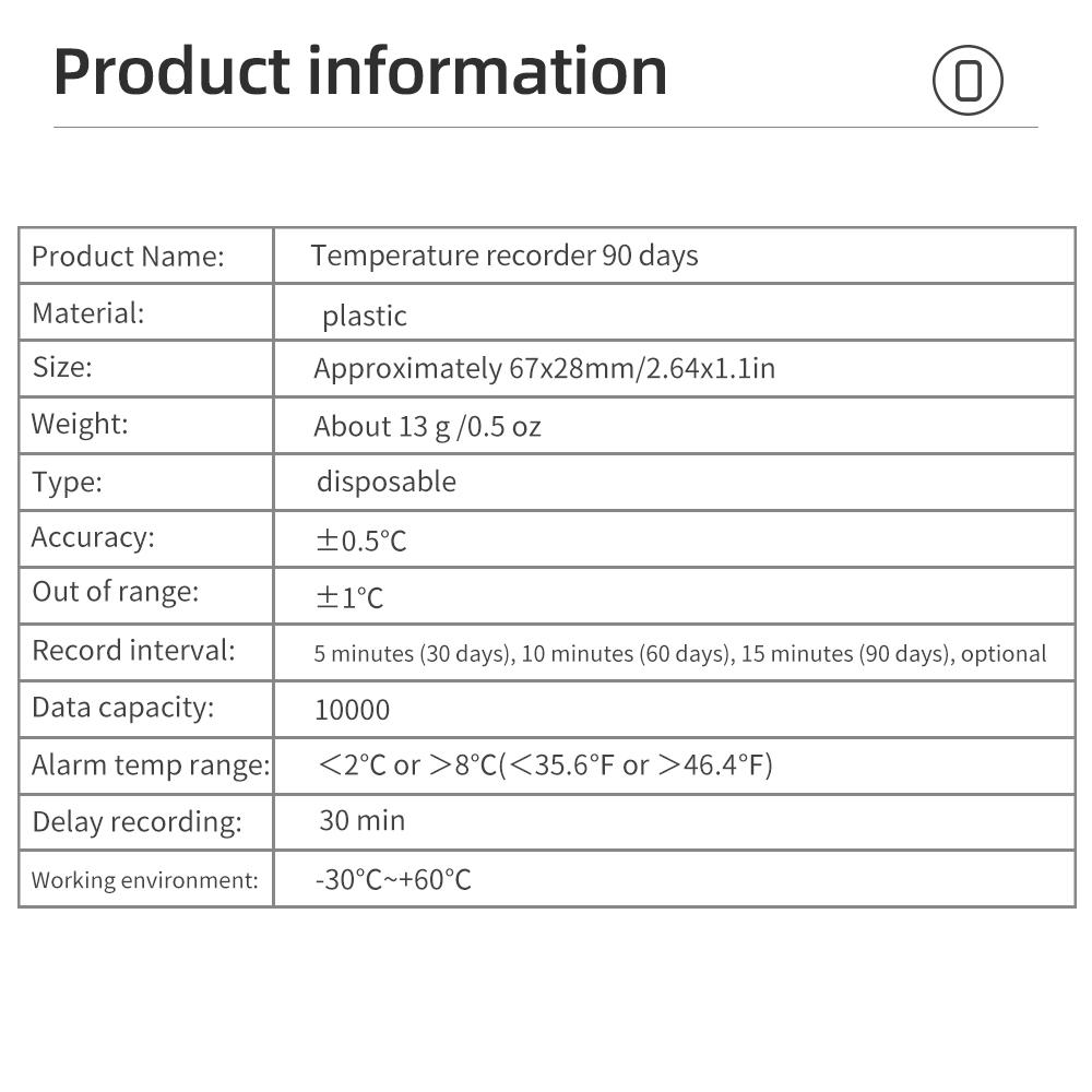 TempU05 Temperature Data Logger 10000 Points Capacity 60/90 Days PDF Report Temperature Recorder For Cold Chain Shipping 1/5pcs