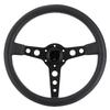 350mm 14in for MOMO Prototipo Style 6‑Bolt Black Leather Racing Steering Wheel Gray Stitching with Horn Button