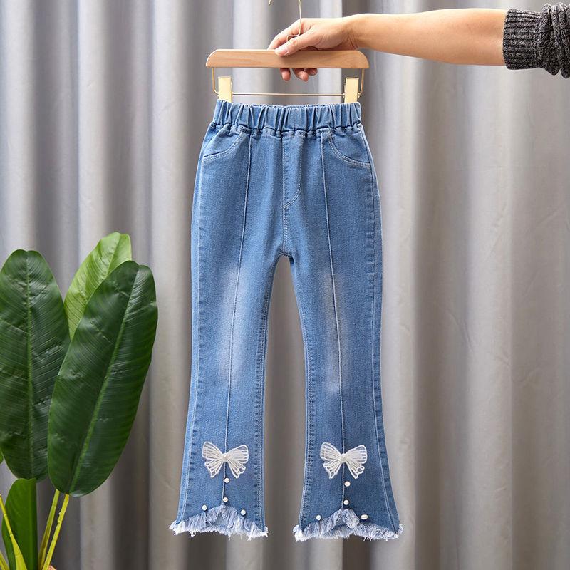 Children's Denim Pants Spring and Autumn Girls Flared Casual Long Pants