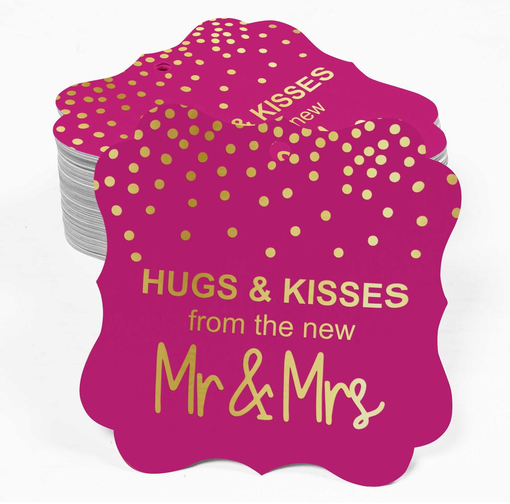 Inkdotpot Бирки для поцелуев и объятий с новой свадебной сувенирной скобой в форме подарочных бирок из настоящей золотой фольги для бонбоньерок