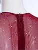 Women Shiny Rhinestones Patchwork Sheer Long Sleeve Color Block Gymnastics Leotard Bodysuit