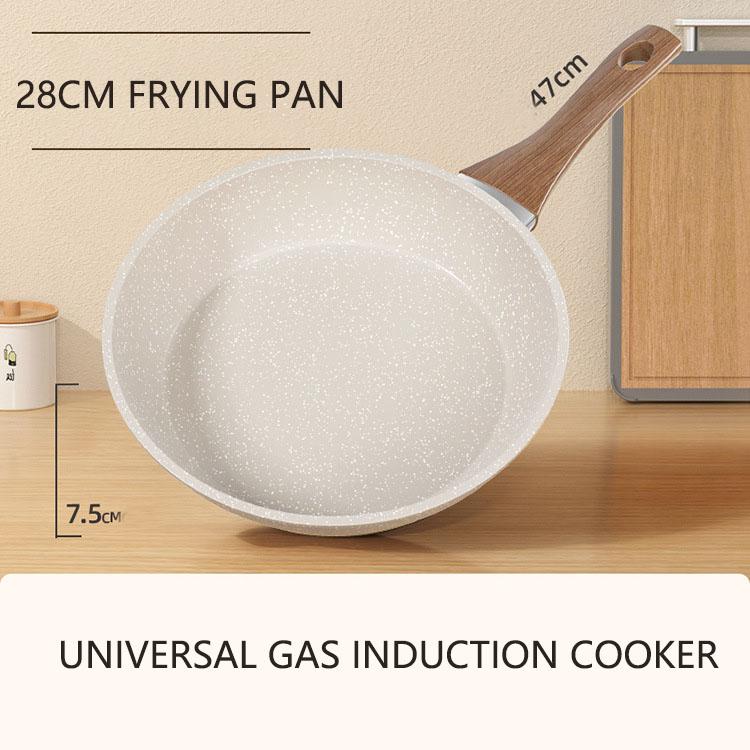 28cm Non-Stick Frying Pan Wok Ceramic Pot Home Egg Steak Skillet Home Induction Cooker Gas Stove Cooking Fried Kitchen Cookware