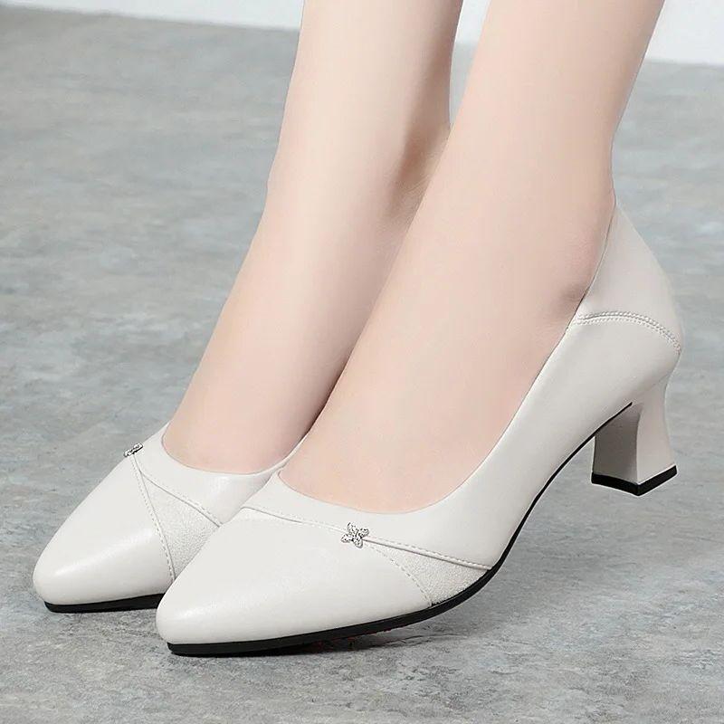Мода Женская мода Черный искусственная кожа Весна Slip On квадратный каблук Туфли женские повседневные офисные туфли французский ретро мелкий рот темперамент