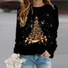 Tops For Women Creative Christmas Tree Print Round Neck Long Sleeve T-shirt Fall Casual Slim Pullover Women's Long Sleeve Top