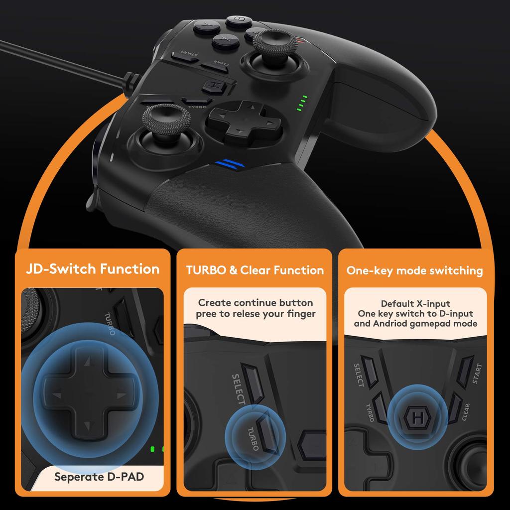 Uberwith Wired PC Game Controller, Joystick Gamepad Controller for PC Game Controller, Steam, PS3, Windows 1087, PC, Laptop, TV Box, Android Phones