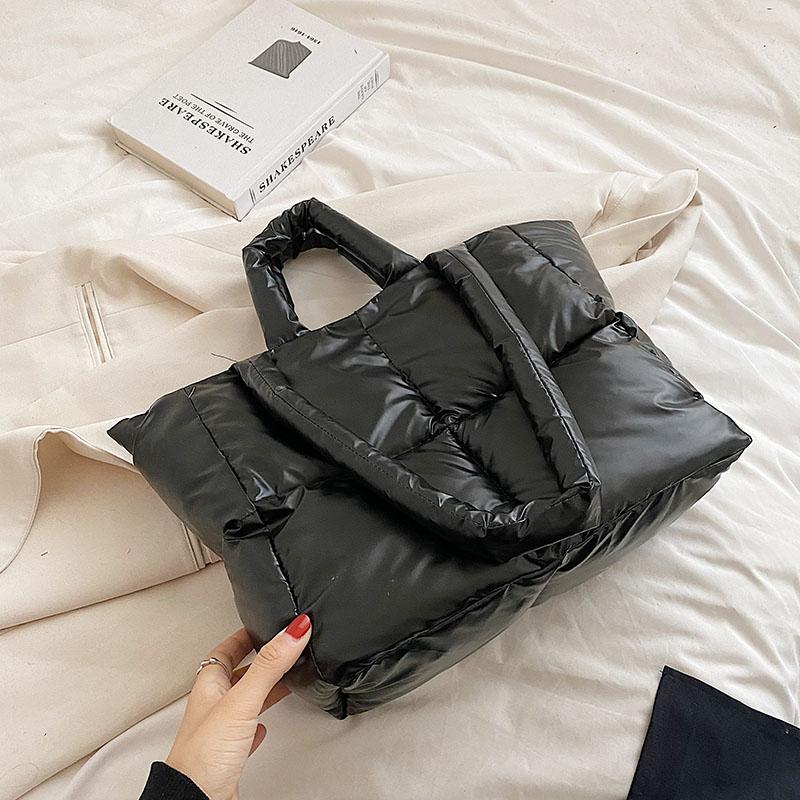 Вместительная зимняя большая сумка-тоут с подкладкой, дизайнерские женские сумки через плечо, роскошные большие сумки для покупок из пуха и хлопка, кошельки