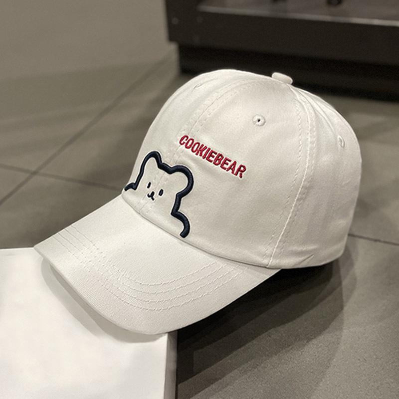 Bear-themed duckbill cap, Korean style fashion baseball hat for men, spring and autumn soft top trendy brand, winter outdoor casual sunshade