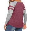 Женская повседневная модная полосатая футболка с длинным рукавом, V-образным вырезом, цветной блок