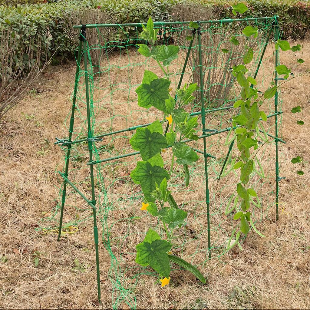 Foldable A-Frame Garden Trellis with Net,Supports Cucumbers,Tomatoes,Zucchini In Raised Beds