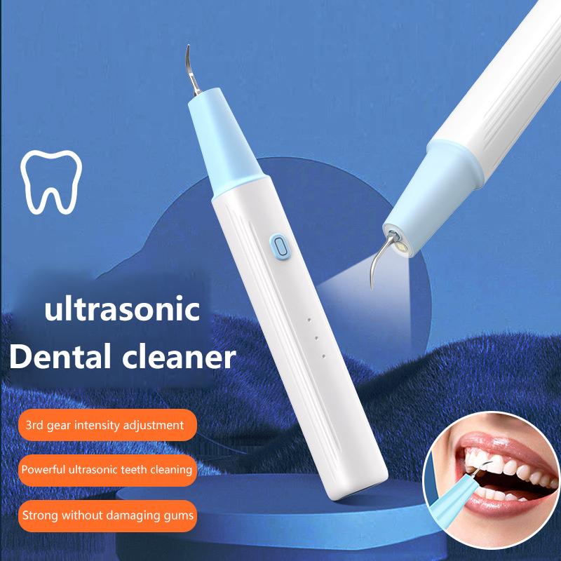 Ultrasonic Dental Calculus Scaler Cleaner Tooth Cleaning Tools Set With Auxiliary Light IPX5 Waterproof 3PCS Replacement Cleaner