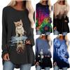 Fashion Women's Printed Long Sleeve Round-Neck T-Shirt Long Style Tops