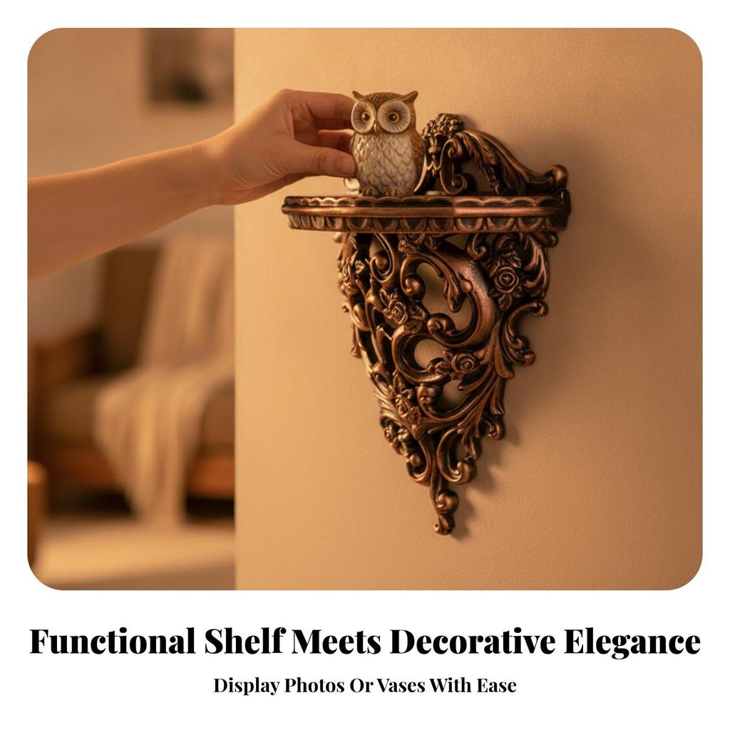 Shelf with Scrollwork Bracket Vintage-Inspired Resin Wall Corbel