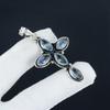 Aquamarine Gemstone Silver Cross Pendant In 925 Sterling Silver- Handmade Design, Everyday Wear Jewelry, Unique Pendant Party Wear Gift For Women