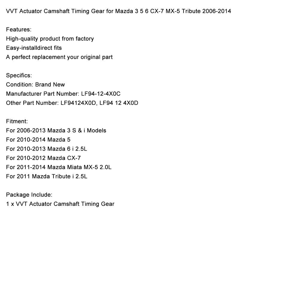 VVT Активатор Шестерня Распредвала для Mazda 3 5 6 CX-7 MX-5 Tribute 2006-2014