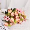 Retro Silk Artificial Rose Flowers Bouquet Peony Rose Flowers DIY Wedding Home Decoration Bride Bouquet Fake Flowers