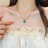Emerald Opal Pendant Necklace Retro Light Luxury Female Palace Style Personality Accessories