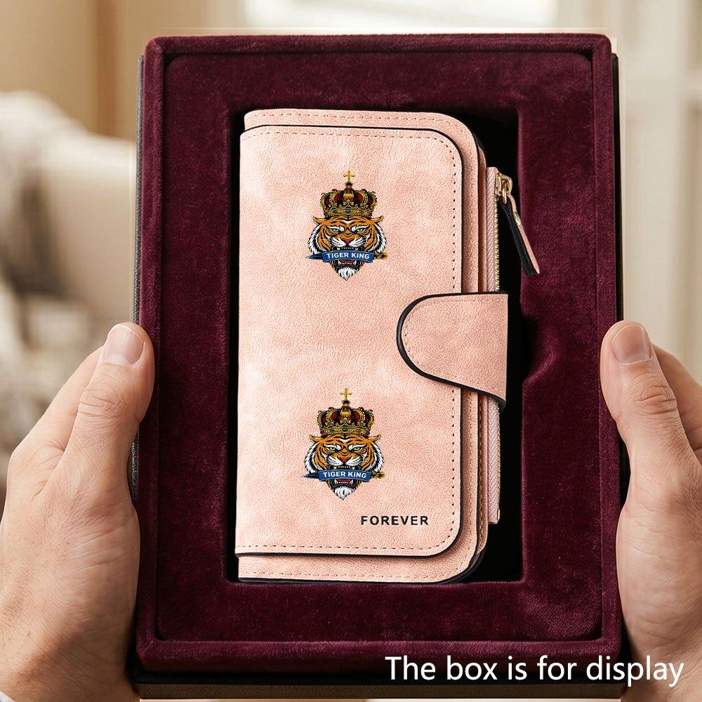 Unique Tiger King Crown Men's Large Capacity Wallet with Business Card Slot and Cash Pocket, Suitable for Formal Occasions and Office Use, Ideal Gift