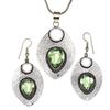 Green Amethyst Gemstone Mother's Day Jewelry Pendant Earring Set