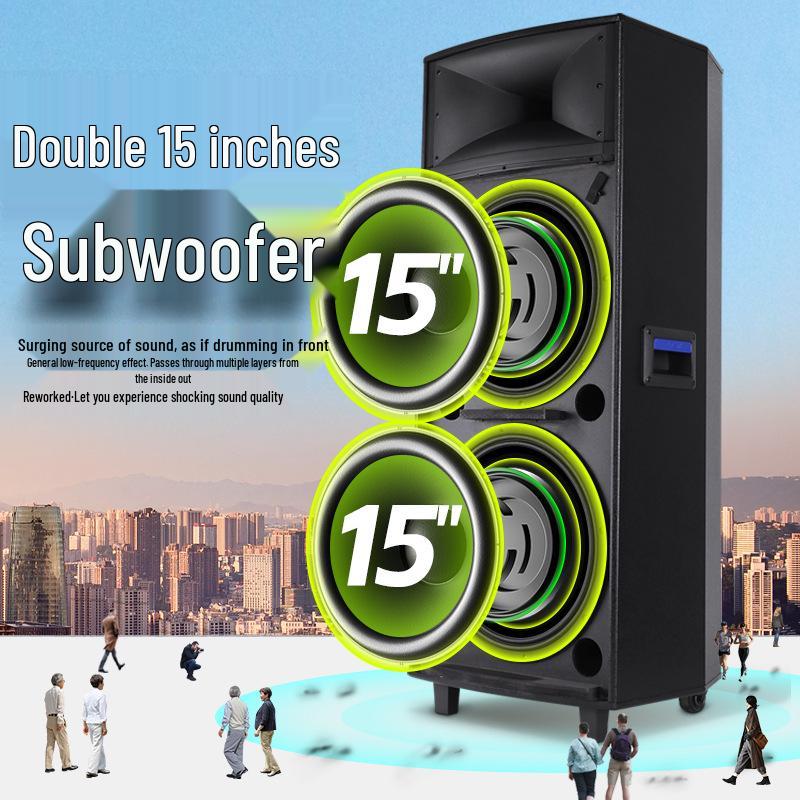 Sangean 1507 Двойная 15-дюймовая уличная Bluetooth-колонка с мощными басами и высокой громкостью