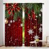 2 шт. Праздничные рождественские шторы с золотыми и красными сосновыми листьями, карманные, полупрозрачные, для гостиной, кухни, спальни