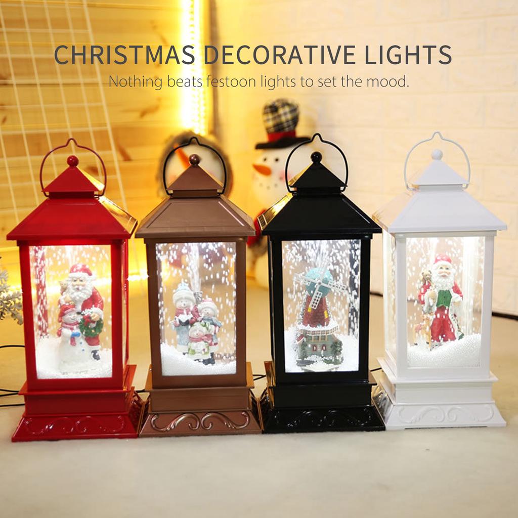 Christmas Musical Snow Lantern USB Plug In & Battery Operated LEDs Fairy Lights Lamp Santa Claus