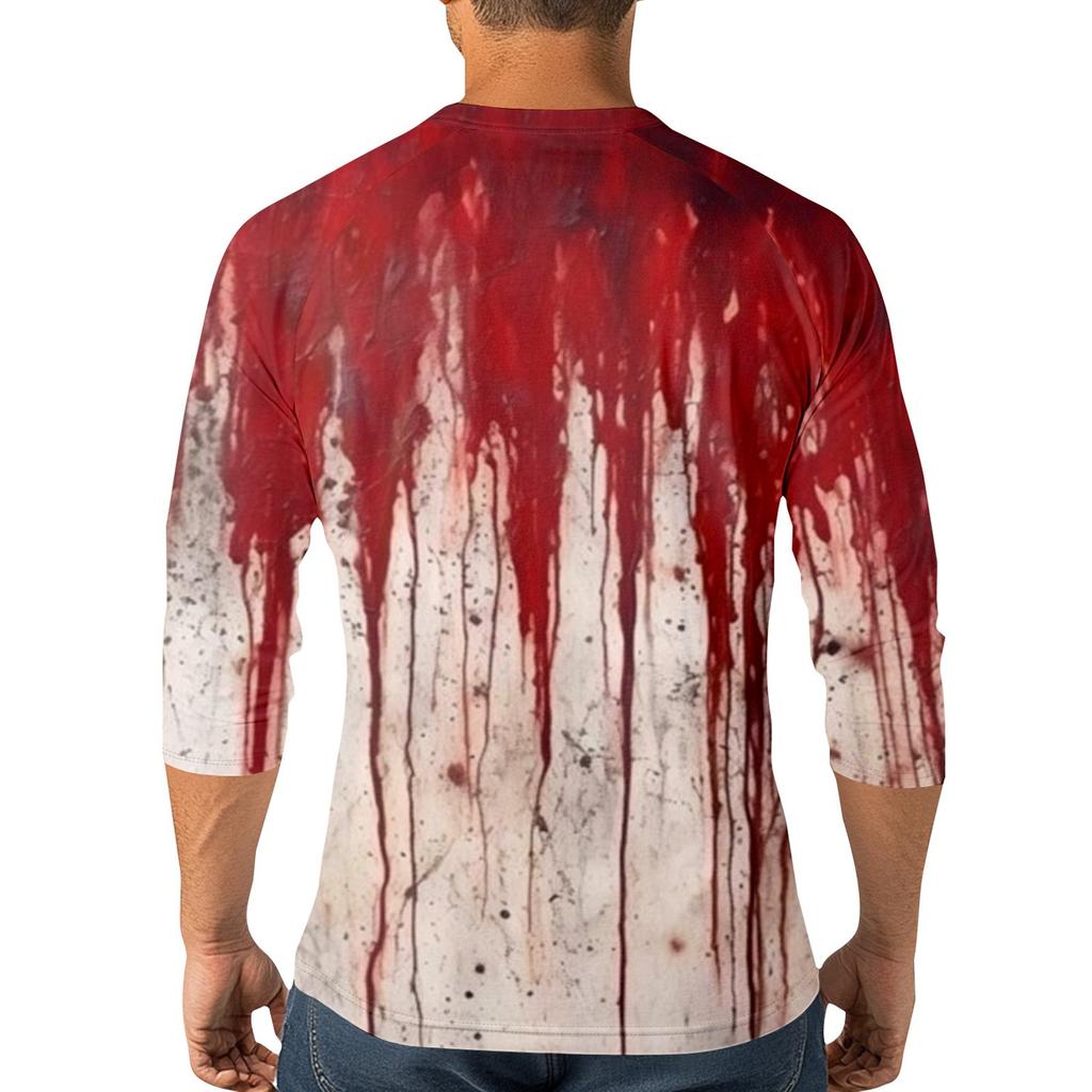Men's Halloween Print Raglan Dralan Three-quarter Sleeve Casual Top
