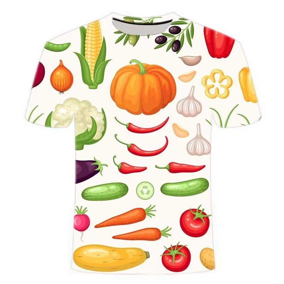 Summer Fruit Vegetable 3D Printed T-Shirts Fashion Oversized Short Sleeved Men's and  Women's Unisex T-shirts