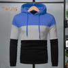 Мужская толстовка с капюшоном на осень-зиму с цветными блоками, длинными рукавами, большим карманом, с капюшоном в стиле ретро, тонкая свободная повседневная школьная одежда, повседневный спортивный топ