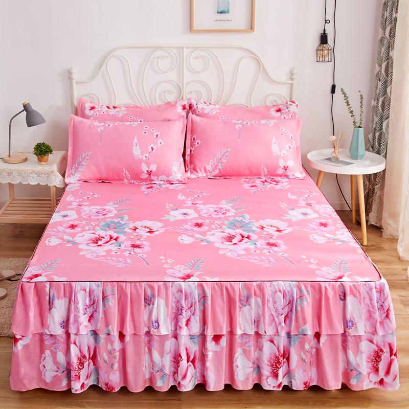 Двойная кружевная юбка-кровать colcha de cama queen с растительным принтом, покрывало на кровать, одинарная/королева/королевский размер, простыня, юбка(Наволочку нужно заказать)