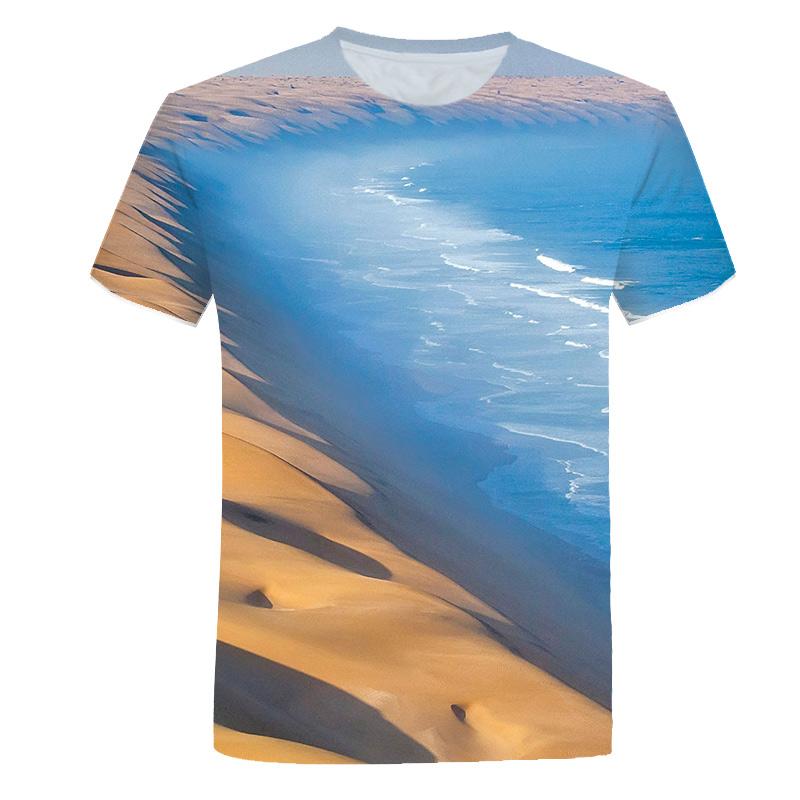 Summer Seaside Scenery Graphic T Shirts Fashion Men's T-shirts With Casual Beach Style 3D Print Nature Landscape Pattern T-shirt