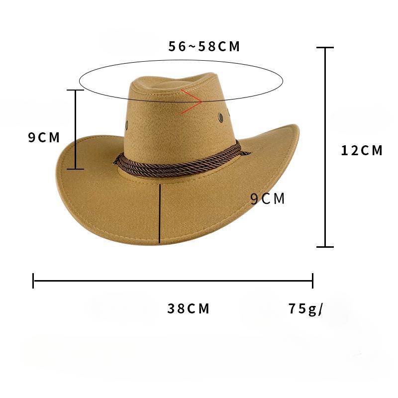 Большие поля ковбойской шляпы в стиле вестерн, мужская шерстяная шляпа в стиле ретро-джаз, женская тибетская этническая шляпа, универсальный фетровый цилиндр