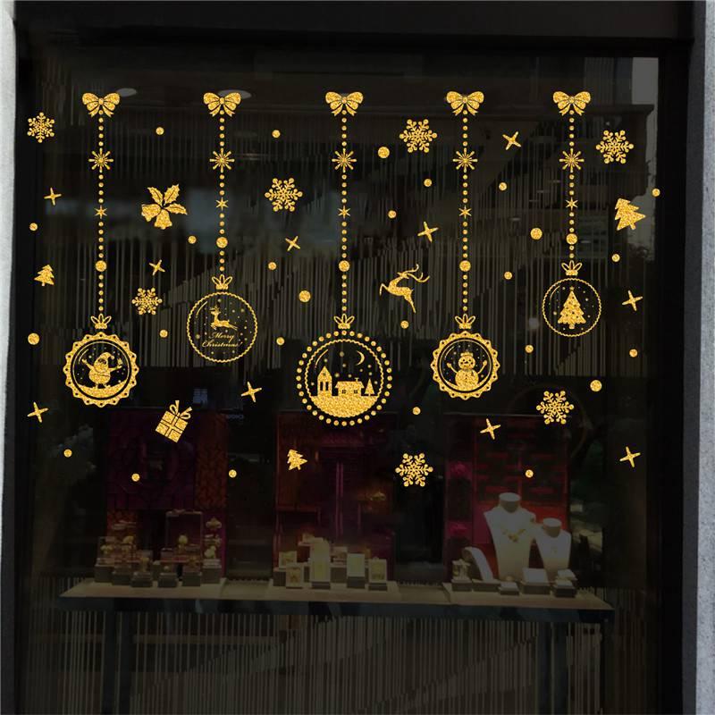 Наклейки на стену, декоративные наклейки на стекло, электростатические рождественские милые шикарные наклейки на окна со снежинками, очаровательные